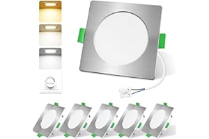 ALUSSO Spot LED Encastrable 4W, Dimmable LED Spot Extra Plat 310LM, Encastré Lampe Plafonnier Plat, 3CCT Blanc Chaud 3000K Blanc Neutre 4000K Blanc Froid 6500K, IP44 Pour Salle de Salon, Lot de 6