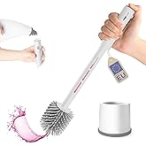 Spazzola WC In Silicone Con Supporto A Parete/Pavimento - Set Con Base Antigoccia, Testina Morbida TPR Per Pulizia Profonda, Manico Lungo - 3