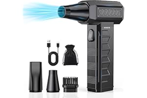 Famgoods Compressed Air Cleaner - 150,000RPM Electric Air Duster with Flashlight, 3-Speed Adjustable & 10pcs Brush Attachments | USB-C Rechargeable for PC/Keyboard, Electronics, Car, Home, Outdoor Use