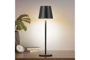 Faithorse Cordless Table Lamp, 5200mAh Battery Operated Table Lamps IP54 Waterproof Desk Lamp with 3-Color Modes Rechargeable Night Light Touch Control Bedside Lamp for Bedroom(Black)