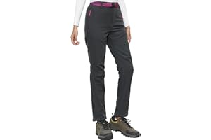 Tofern Damskie spodnie trekkingowe, spodnie narciarskie, spodnie softshellowe, zimowe spodnie termiczne z paskiem, z ciepłą podszewką, wodoodporne, do trekkingu, wędrówek i wędrówek