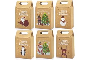Aviski,30 Sacchetti Regalo di Natale Kraft, Caramelle di Natale, Biscotti per Feste, scatole di Carta, Stili Assortiti, per Natale, Capodanno, Festa di Natale, Feste di Natale, Regali di Caramelle
