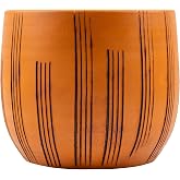 Bitki Tasarımı Ev Dekorasyon Aksesuar Dik &Ccedil;izgi Desenli Toprak Saksı Saksılık Salon &Ccedil;i&ccedil;eklik - 19 CM