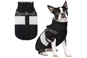 AOFITEE Hundejacke Kleine Hunde, Warm Hundemantel Winter Wasserdicht Hundemantel mit Geschirr, Reflektierende Winterjacke Wintermantel Hund mit Brustgurt Fleecemantel Hundepullover für Kaltes Wetter