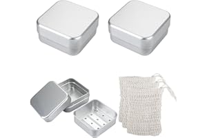 HXC 3 sztuki mydelniczki podróżnej, aluminiowe mydelniczki z kratką ociekową i workiem na mydło, pudełko na mydło do golenia i mocny szampon do domu, podróży