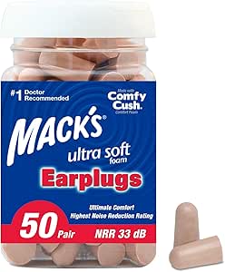 Mack's Unisex's Ultra Soft Ear Plugs (50 Pair) -Beige, (1 Pack)