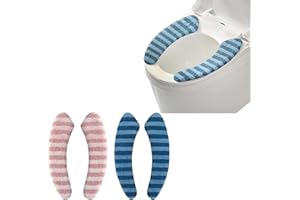 Azragon Toilet Seat Cover Washable Warm Pads-Plush Toilet Seat Cushion with Hand Lid Lifter Set.Universal Fit for All Standard Bathroom Toilets, Anti-Slip & Warm Design(Pink & Blue)