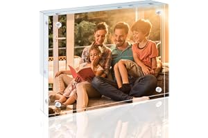 EGOFINE A4 Akrylramar 1-pack, 20 mm tjockare ramlösa klara bildramar, dubbelsidiga magnetiska bildramar, fristående skrivbord