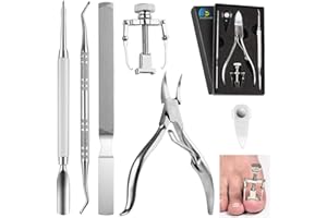 Ongles Incarnés MojiDecor Coupe-ongles Kit de 6Pcs Manucure Pédicure Professionnel en Inox, Pince Lime Excavateur à Ongles Pousse-cuticules et Correcteurs d'Ongles Incarnés avec Boîte