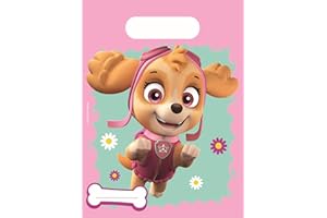 Procos 90280 - torebki imprezowe Psi Patrol, Skye & Everest, 6 sztuk, wymiary 16,5 x 22,5 cm, torebki, prezenty, prezenty Give-Away, bohaterowie na czterech łapach, psy, impreza, dekoracja