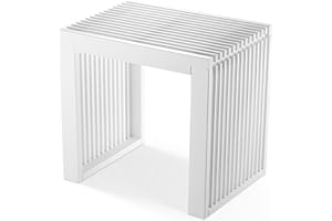 BAM BOO BOX Bambù Panca - Panca Da Ingresso - Panca In Legno - Panca Per Camera Da Letto - 45 x 33 x 43 cm - Mobili Per Il Soggiorno - Mobili Da Ingresso Moderni - Mobili Da Ingresso Per Corridoio (Bianco)