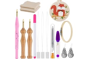 MSDADA Kit de Démarrage de Broderie, Kit de Broderie Réglable, Punch Needle Kit, Stylo à Broder en Bois, Chiffon D'aiguilles, Pour Artisanat, Couture, Décoration D'application Débutant (Rose)