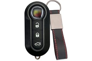 ES IEA ELETTRONICA Ricambio Chiave per Telecomando Compatibile per Fiat Grande Punto Evo Panda Bravo 500 L abarth Guscio con Lama a 3 Tasti + LOGO + Portachiavi inclusi (Chiave abarth tasti bianchi)