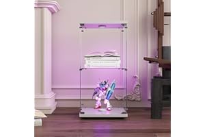 BLSYHDH - Vitrina de Cristal Con LED, Armario Para Colección Con 1 Puerta, 2 Estantes Transparentes, Mueble de Cristal Para Estatuillas, Salón o Bar (2 Pisos, 1