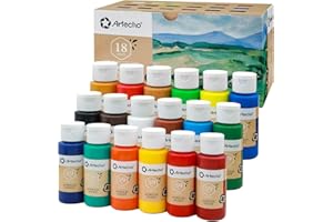 Artecho Colori Acrilici 18 × 59ml, Colori Acrilici per Dipingere, per Tela, Tessuti, Legno e Pietra, Adatto per Principianti e Professionisti.