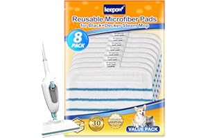 ‎KEEPOW KEEPOW 8 Stück Waschbar Mikrofaser Pad für Black & Decker Steam Mop FSMH1321JMD, FSM1605, FSMH13151SM, FSM1616, FSM1630, FSMP20, Dampfreiniger Ersatzpads