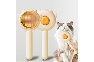 absob Szczotka Do Pielęgnacji Kotów i Psów, Szczotka Samoczyszcząca Do Usuwania Luźnego Podszerstka, Mat i Splątanych Włosów, Szczotka Do Sierści Dla Kotów/Psów (Żółty-B)