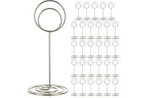 LDHHYH 30PCS Table Number Holders, 3.35inch Table Number Stands, Place Card Holders, Photo Holder for Wedding Party Restaurant Home Centerpiece Decorations Office Memo Picture Photo(Silver)