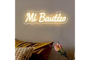 KAEGORT MB Mi Bautizo Neón Personalizado LED Acrílico Neón Logotipo como Decoración de Pared para Dormitorio Casa Fiesta de Cumpleaños Regalo Personalizado Neón