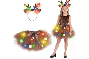 Hifot Disfraz Reno Niña,Falda Tutú Diadema Reno Disfraz Navidad Niña Disfraz para Niña Halloween Carnaval Cosplay Fiesta