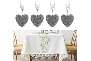 BEE&FLOWER Lot de 4 poids de nappe en pierre avec pince, poids de nappe en forme de cœur pour l'extérieur, nappe de table, poids pour nappe de jardin gris