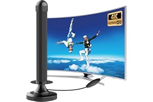 DTB TECH TV Aerial, Amplified TV Aerial with Signal Booster & Magnetic Base & Includes 9.8FT Coaxial Cable, Enjoy Freeview & 360° Amplified Reception in 4K 1080P HD Quality