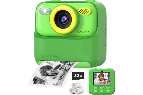 Appareil Photo Instantané Enfant, 1080P HD Vidéo Selfie Caméra Enfant pour Enfants avec Carte de 32 Go et Papier Photo Imprim, Noël et anniversaire Cadeau Jouet pour Filles Garçons Adolescent 3-12 Ans