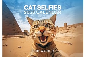 Cat Selfies Cat Calendar 2026, Funny Cat Wall Calendar 2026. Large 12 Month, Month to View with Notes & Checklist Pages, UK Made by Our World