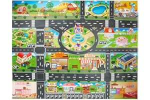 VANTIYAUS Tappetino per giocattoli in plastica, resistente agli spruzzi, lavabile, in PVC, ideale per auto e giocattoli. Tappetino educativo.