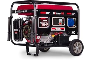 Böhmer-AG 9000W-E Petrol Generator 8.5Kw 12V DC Output Electric Key Start Outdoor 10.5 kVA 17Hp 4-Stroke OHV Engine with 1 UK 240V Standard Plug & a 32 Amp Plug Socket