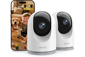 GNCC Überwachungskamera Innen - 2K Kamera Überwachung Innen, 360° WLAN Kamera Indoor mit Nachtsicht, Hundekamera mit App, Zwei-Wege-Audio, Bewegungserkennung, kompatibel mit Alexa, 2 Stück