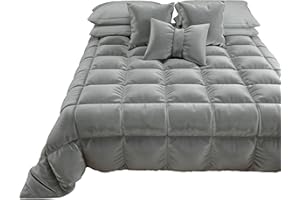 PETTI Artigiani Italiani - Trapunta in Morbido e Caldo Velluto 350 g/m², Piumone Matrimoniale, Double Face, Trapunta Matrimoniale: 260x270 cm, Grigio, 100% Made in Italy