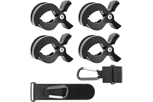 MOSTFUN 4Pcs Baby Pram Clips 2Pcs Stroller Hooks Baby Stroller Pegs Universal Buggy Clips Blanket Clamp for Toys to Pram & Car Seat, Camping Chair, Wheelchair Clips (Total 6Pcs) (Black)