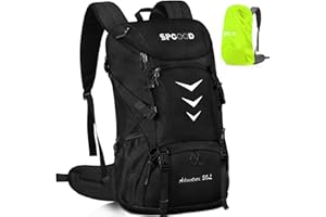 SPGOOD Zaino da trekking, 40 l/50 l, con tasca sulla pancia, per uomo e donna, ad alta capacità, impermeabile, da campeggio, da viaggio, con strisce riflettenti, per sport all'aria aperta