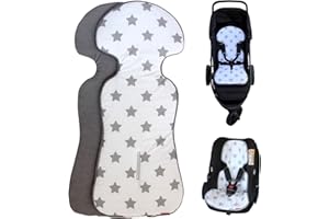 ByBoom Basics imbottitura per il seggiolino del bebè, 77x32 cm, per ovetto, passeggino, buggy, p.es. per Maxi-Cosi, Inglesina, Chicco, Peg Perego, con lato in 100% cotone e lato in spugna, Made in EU