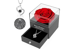 MONODEAL Cadeau Femme, Rose Eternelle Cadeau Fete des Meres, Anniversaire Fête des mères Mariage pour Femme Maman, Anniversaire Cadeaux romantiques pour Elle (Rose Rouge)