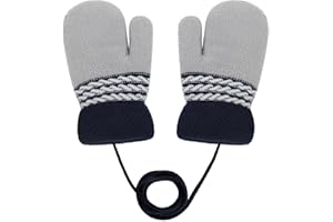 AFINDER Guanti invernali caldi e spessi, con morbido peluche, lavorati a maglia, con cordino, per 1-3 anni