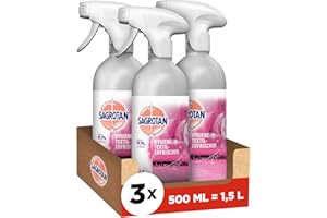 Sagrotan Hygiene-Textilerfrischer Wasserlilie– Entfernt festsitzende Gerüche & geruchsbildende Bakterien – Für Kleidung & Wohntextilien – 3 x 500 ml