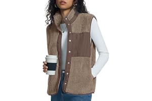 Kistore Teddy Fleece Weste Damen Ärmellose Weste Stehkragen Teddyjacke Leicht Herbstmantel Reißverschluss Fleecemantel mit Taschen