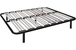 MIROYTENGO Somier 135x180 cm multiláminas con REGULADORES LUMBARES, FIRMEZA Adaptable, Tubo 40x30MM y LÁMINAS de Haya Natural Antideslizantes (CON Patas, 135x180 cm)