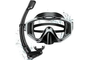 KUYOU Snorkeling Gear for Adults, Dry Top Snorkel Set 180° Panoramic View Snorkel Mask Set, Anti-Leak and Anti-Fog Diving Mask for Snorkeling Scuba Diving Travel