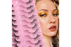 HERACKS 10 par półrzęs, kocie oko, 15 mm, krótkie, sztuczne rzęsy, naturalny wygląd, zestaw 1/2, narożne rzęsy 3/4, wielokrotnego użytku, lekkie rzęsy do makijażu (07)