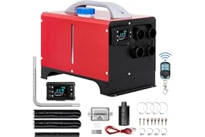 MYDD8 8KW 12V Diesel Heater, All-in-one Parking Heater, 4 Holes Diesel Air Heater with With LCD Switch & Remote Control Night Heater for Car Trucks Boat Bus RV and Traile(Red)