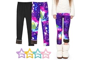BondEron 2 Pack Winterleggins Mädchen Thermo Gefüttert | Dicke Fleece Leggings als gemütliche Loungewear | Ideal für Schule, zum Chillen & unter der Schneehose, Größe 115-152