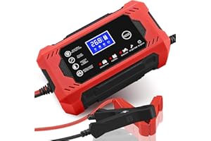 10A Autobatterie Ladegerät, KUKUPOW 10A/12V Multi-Protection Ladegerät autobatterie Intelligentes Ladegerät Winter,Motorrad-Batterie-Wartungsgerät zum Laden und Reparieren von Blei-Säure-Batterien
