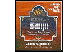 GHS Strings PF140 J.D. Crowe Signature Series (Studio), 5-String Stainless Steel Banjo Strings, Light (9 1/2-20)