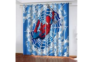 LKFFHAVD Spider-Man, set di 2 tende oscuranti, motivo Avengers Spide Man, con occhielli con stampa 3D, per camera da letto e cameretta dei bambini (10,183 x 160 cm (larghezza x altezza)