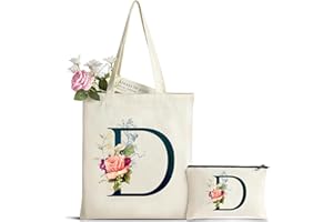 HAMATATA Personalizzata Iniziali Borsa Tela Donna con Cosmetica - Regalo per Amica, Mamma, Sposa, Damigella - Compleanno, Anniversari, Nozze, Natale D