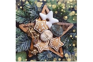PAW DECOR COLLECTION Lot de 20 serviettes en papier de soie parfumées de Noël à 3 plis pour découpage 33 x 33 cm (étoiles en pain d'épices)