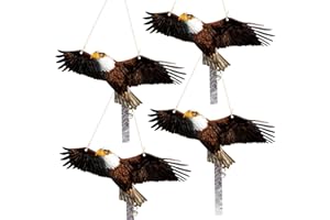 KUNGFU MALL Vogelschreck, 4PCS gefälschte Eulen zum Verscheuchen von Vögeln, reflektierende Eulen-Hängedekoration, doppelseitig Bedruckte Adler-Attrappe zum Verscheuchen